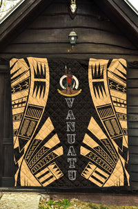 Vanuatu Premium Quilt - Vanuatu Coat Of Arms Polynesian Gold Tattoo - Polynesian Pride