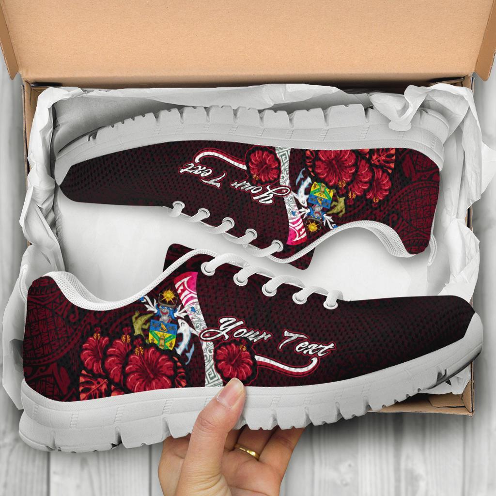 Solomon Islands Polynesian Custom Personalised Sneakers - Coat Of Arm With Hibiscus - Polynesian Pride