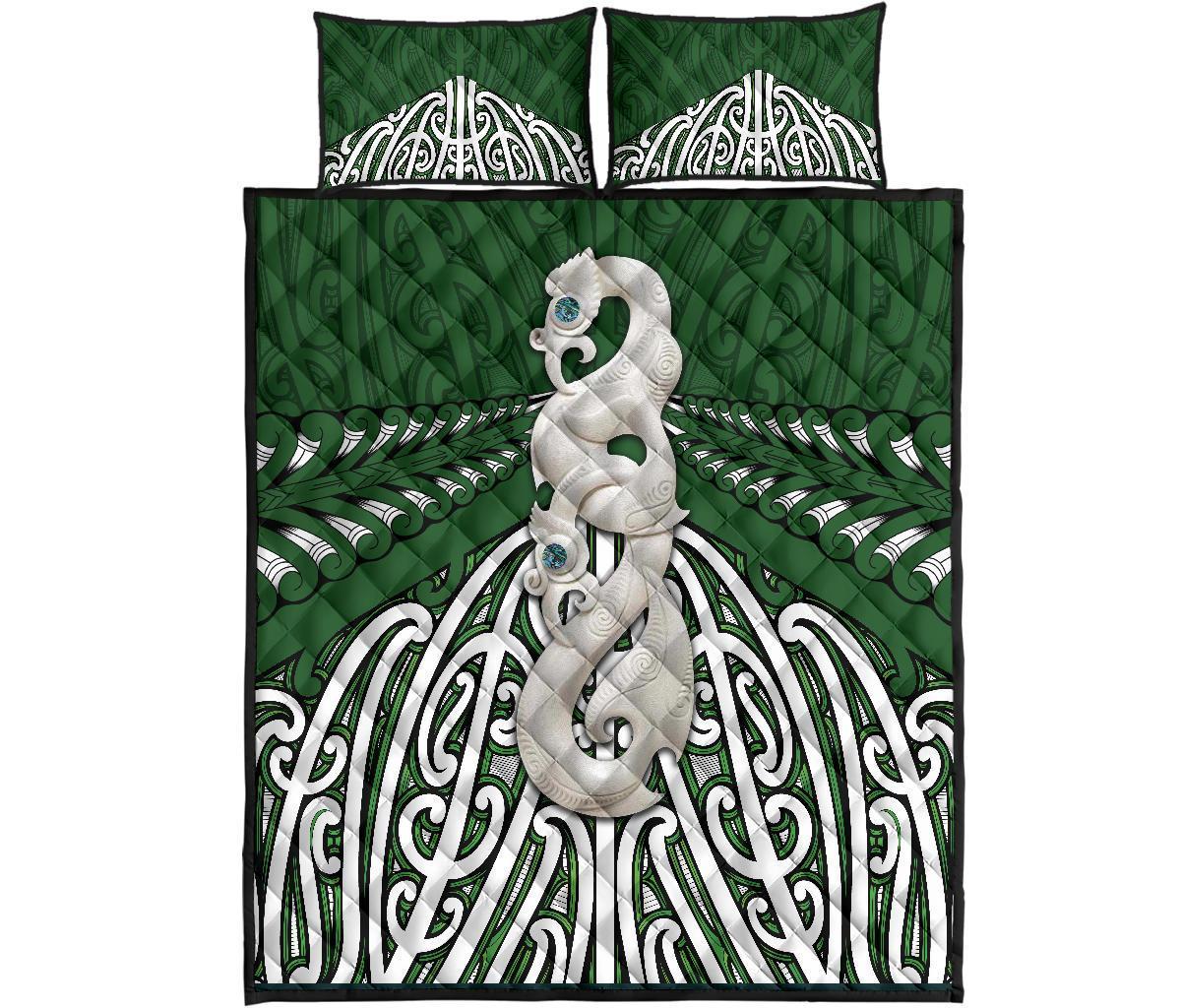 Maori Moko Tattoo Quilt Bed Set, Manaia Pounamu - Polynesian Pride