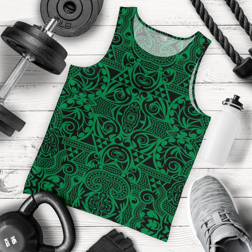 Polynesian Kakau Turtle Green Hawaii Men's Tank Top - Polynesian Pride