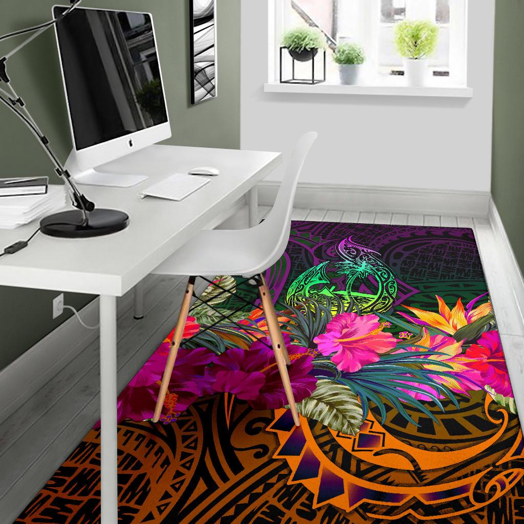Guam Polynesian Area Rug - Summer Hibiscus - Polynesian Pride
