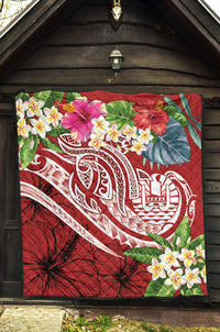 Tahiti Polynesian Premium Quilt - Summer Plumeria (Red) - Polynesian Pride