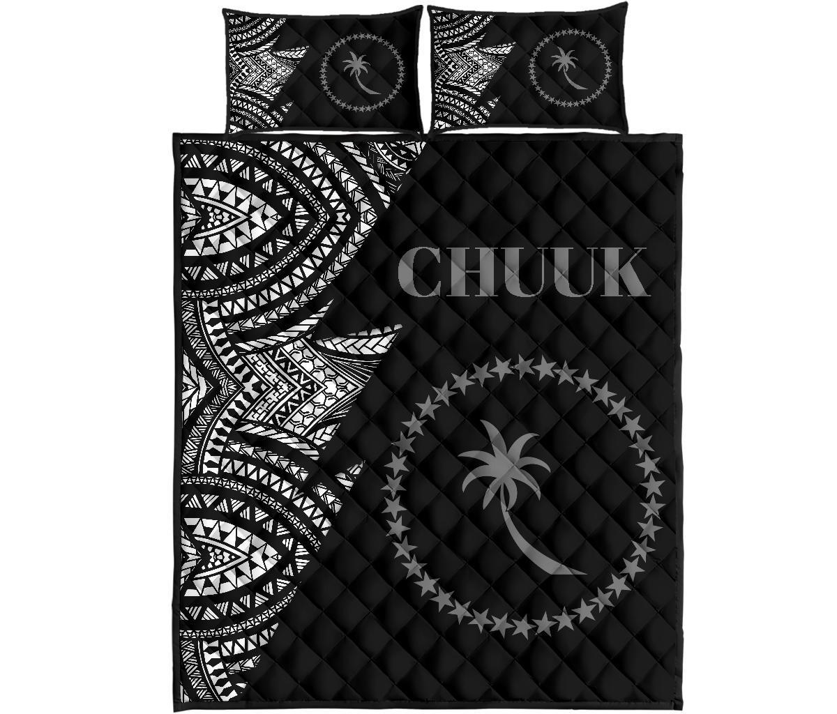 Chuuk Quilt Bed Set - Chuuk Flag Flash Version Black - Polynesian Pride