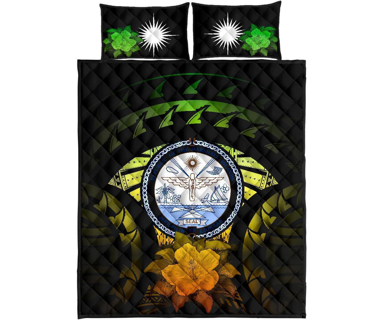 Marshall Islands Polynesian Quilt Bed Set Hibiscus Reggae - Polynesian Pride