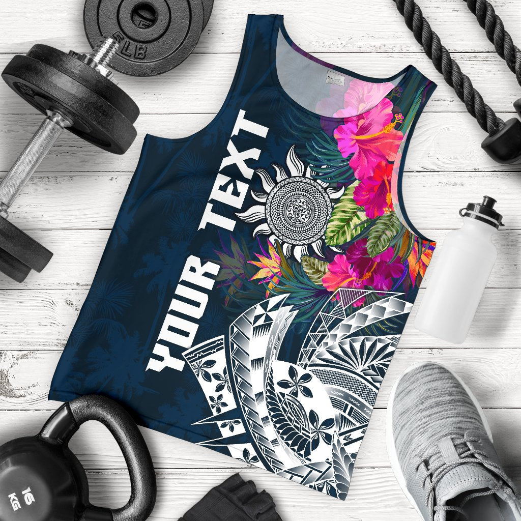 Polynesian Custom Personalised Men's Tank Top - Summer Vibes Blue - Polynesian Pride