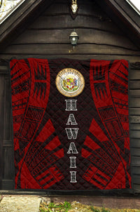 Hawaii Premium Quilt - Hawaii Seal Polynesian Red Tattoo - Polynesian Pride