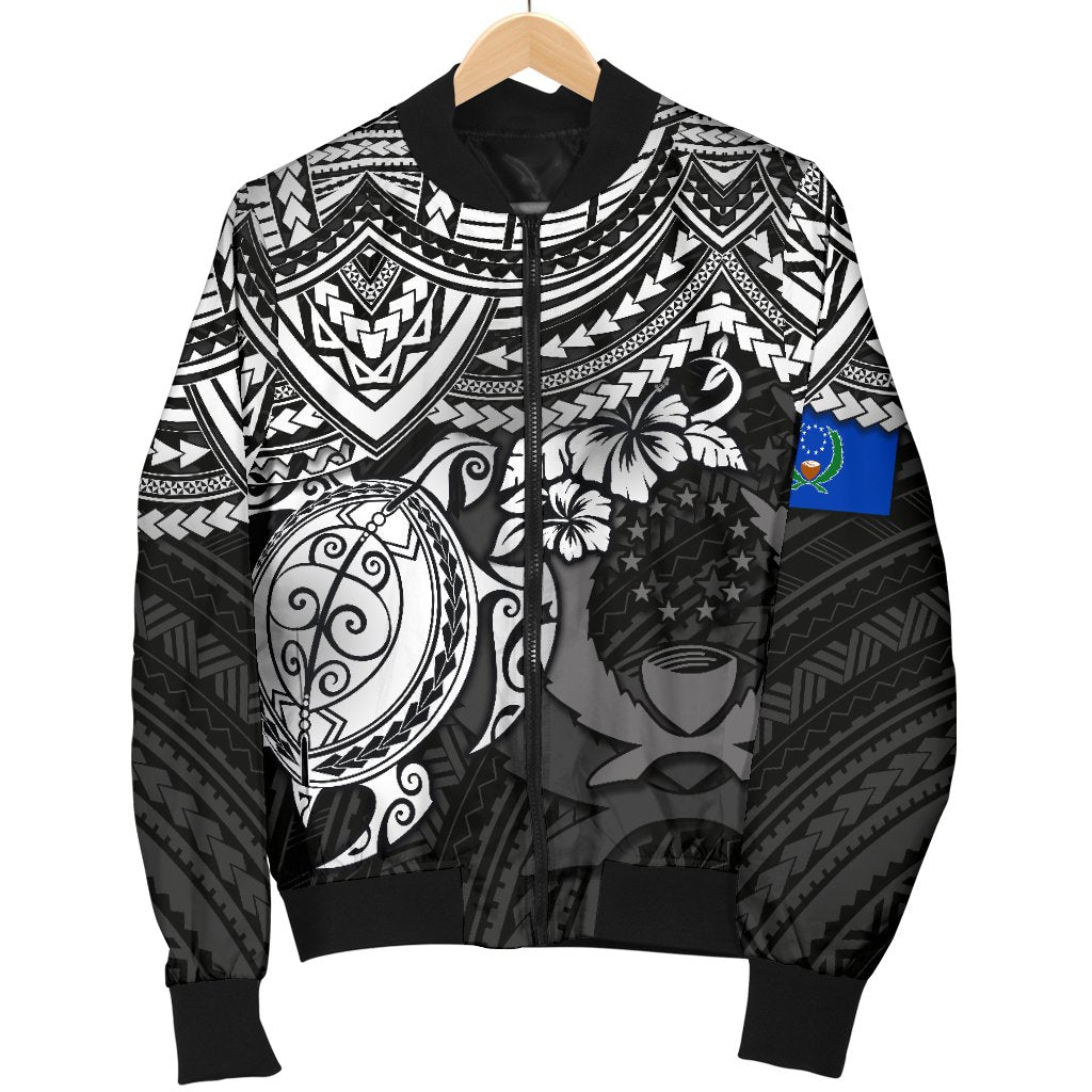 Pohnpei Polynesian Bomber Jacket (Men) - Polynesian White Turtle - Polynesian Pride