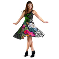 Marshall Islands Midi Dress - Turtle Plumeria Banana Leaf Crest - Polynesian Pride