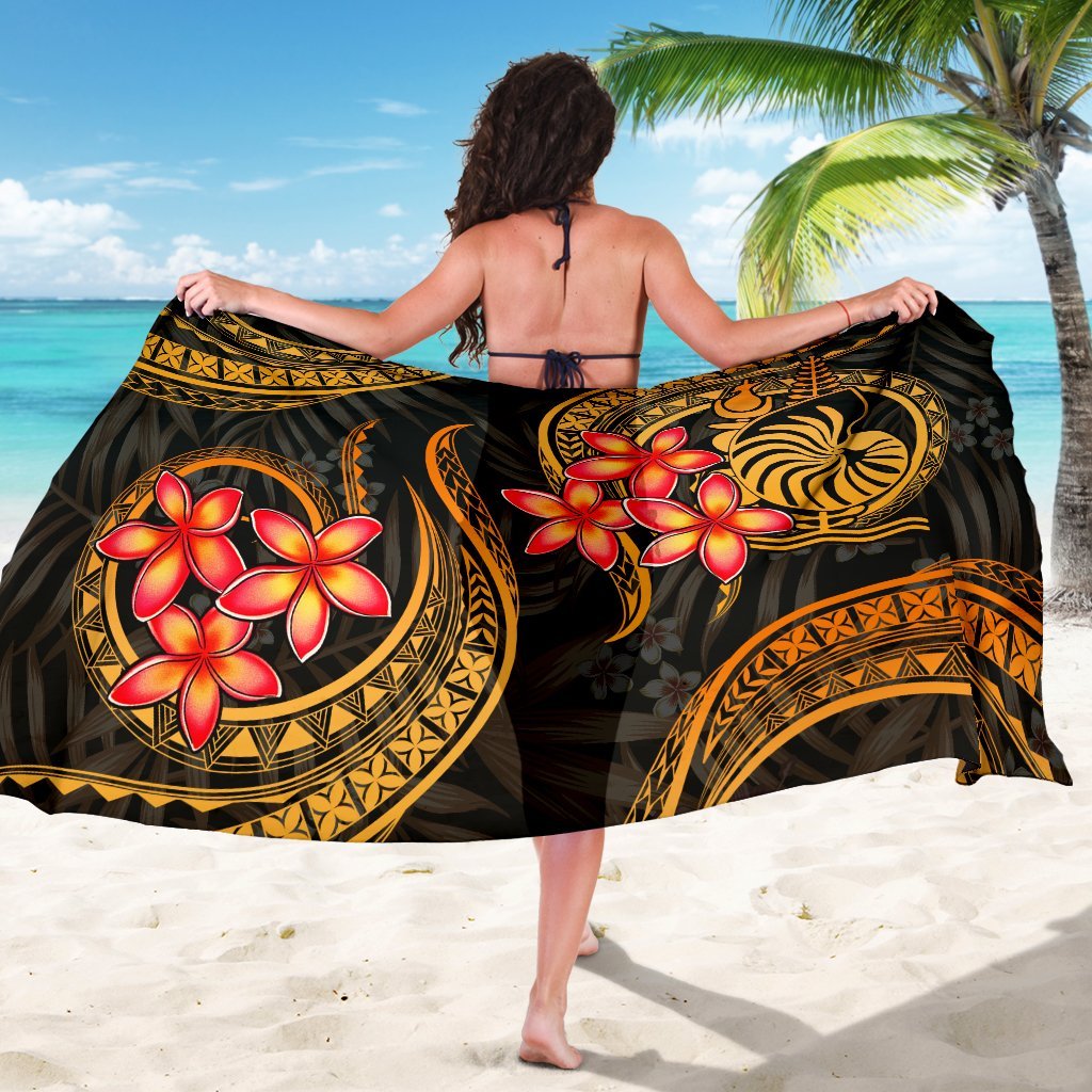 New Caledonia Sarong - Gold Plumeria - Polynesian Pride
