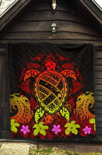 Hawaii Turtle Polynesian Red Premium Quilt - Kuly Style - Polynesian Pride