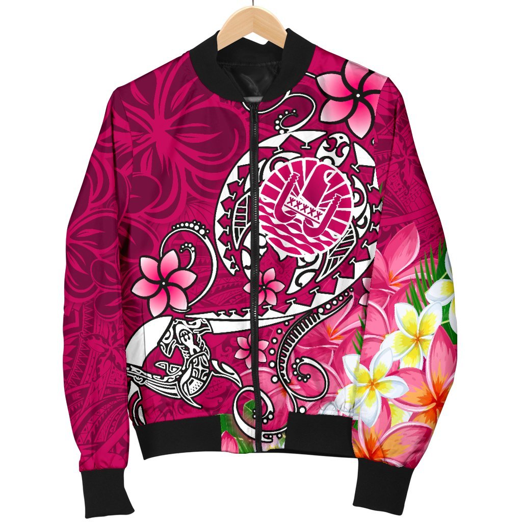 Tahiti Men's Bomber Jacket - Turtle Plumeria (Pink) - Polynesian Pride