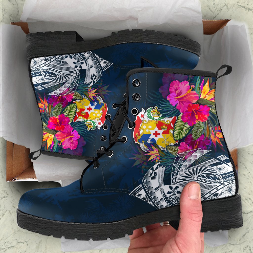 Tonga Leather Boots - Tonga Summer Vibes Blue - Polynesian Pride