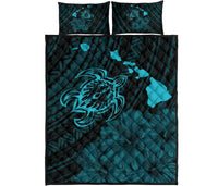 Hawaii Sea Turtle Is Swimming Toward Quilt Bed Set Blue Blue - Polynesian Pride