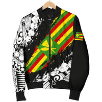 Polynesian Kanaka Flag Men's Bomber Jacket - Nora Style - White - Polynesian Pride