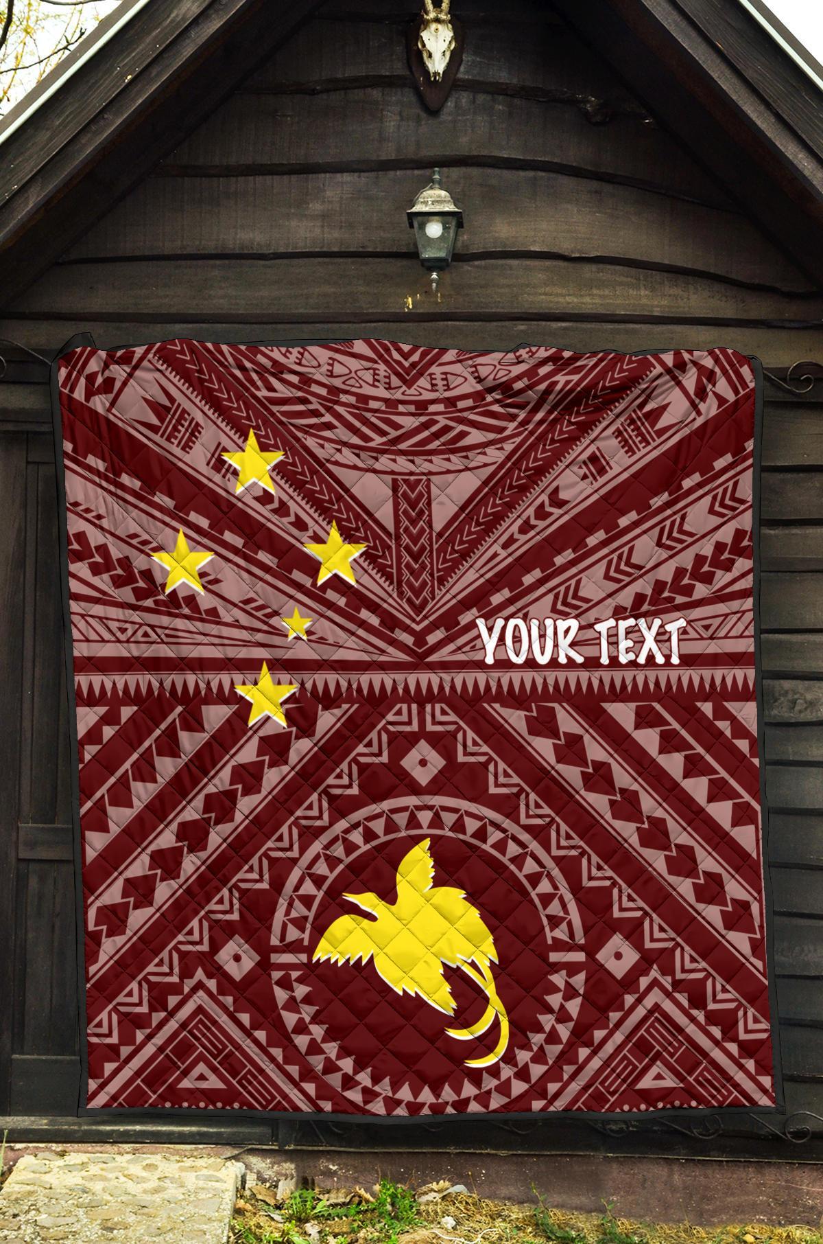 Papua New Guinea Personalised Premium Quilt - Flag With Polynesian Patterns (Red) - Polynesian Pride