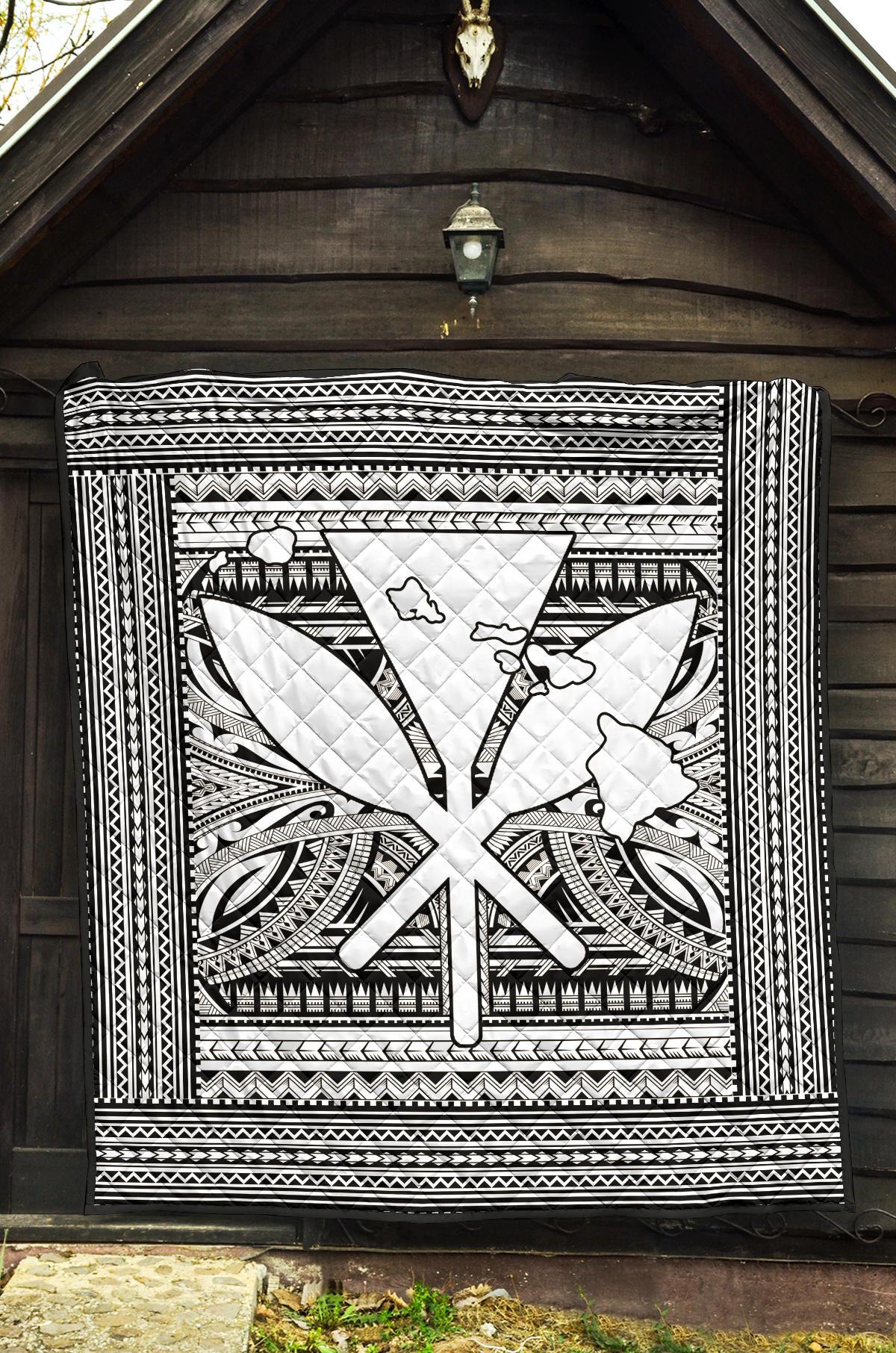 Hawaii Polynesian Kanaka Maoli Premium Quilt White - Polynesian Pride