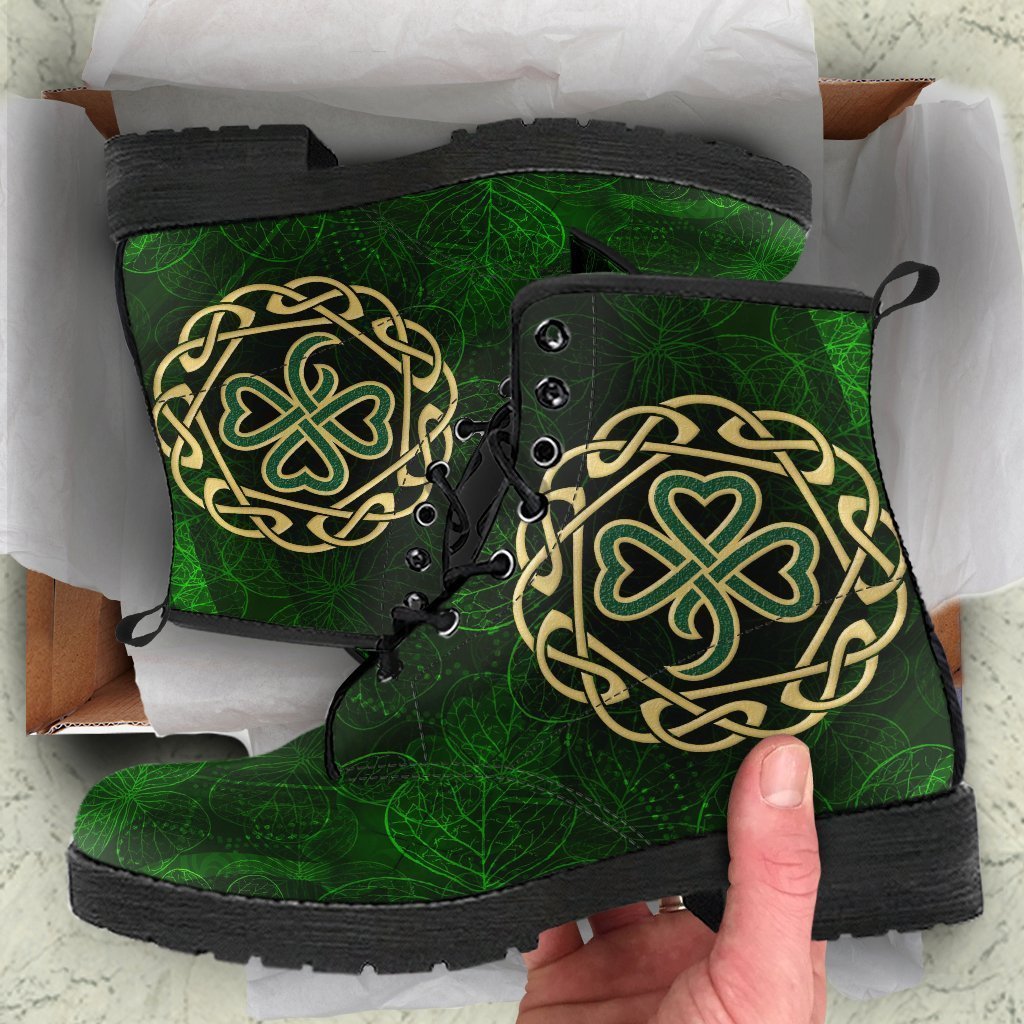 Ireland Celtic Leather Boots - Happy St. Patricks Day Boots 2 Green - Polynesian Pride