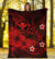 Polynesian Hawaii Kanaka Maoli Premium Blanket - Humpback Whale with Hibiscus (Red) - Polynesian Pride
