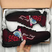 Federated States Of Micronesia Custom Personalised Sneakers - Coat Of Arm With Hibiscus - Polynesian Pride