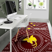 Papua New Guinea Personalised Area Rug - Flag With Polynesian Patterns (Red) - Polynesian Pride