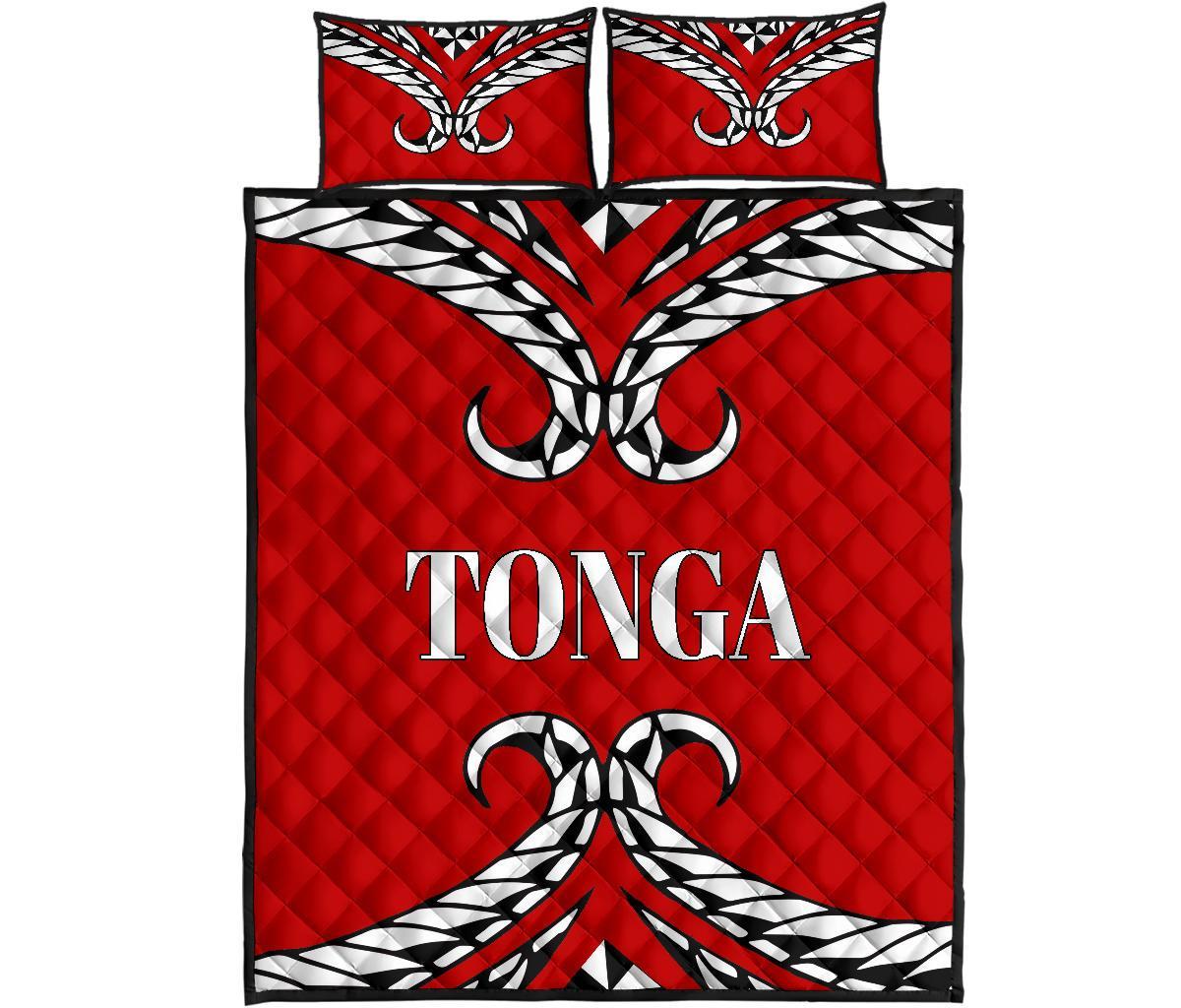Tonga Quilt Bed Set - Tonga Tribal - Red Version Red - Polynesian Pride