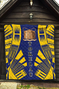 Tokelau Premium Quilt - Tokelau Coat Of Arms Polynesian Yellow Tattoo - Polynesian Pride