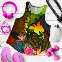 Papua New Guinea Polynesian Women's Racerback Tank - Hibiscus and Banana Leaves Art - Polynesian Pride