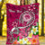 FSM Custom Personalised Premium Blanket - Turtle Plumeria (PINK) White - Polynesian Pride
