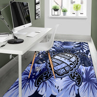 Hawaii Turtle Hibiscus Blue Rug - Hac Style - AH - Polynesian Pride