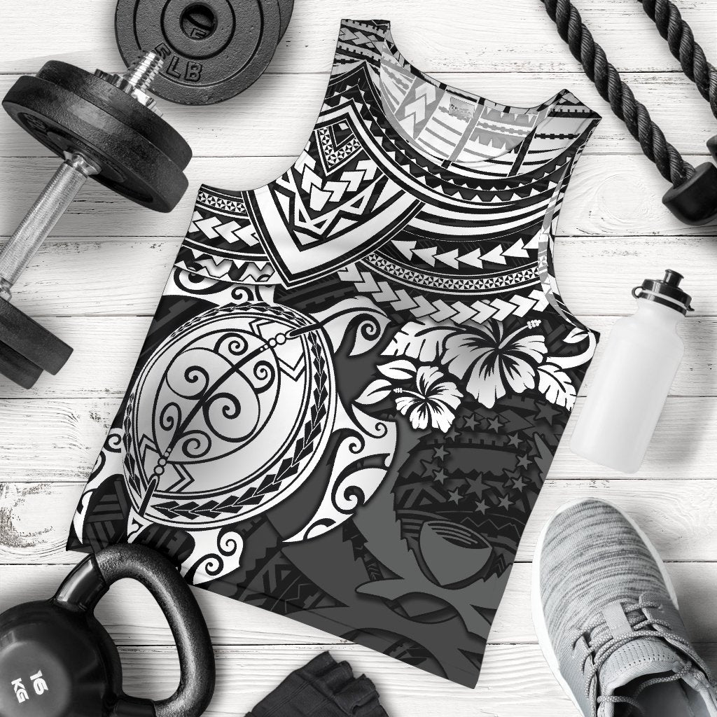 Pohnpei Polynesian Tank Top (Men) - Polynesian White Turtle White - Polynesian Pride