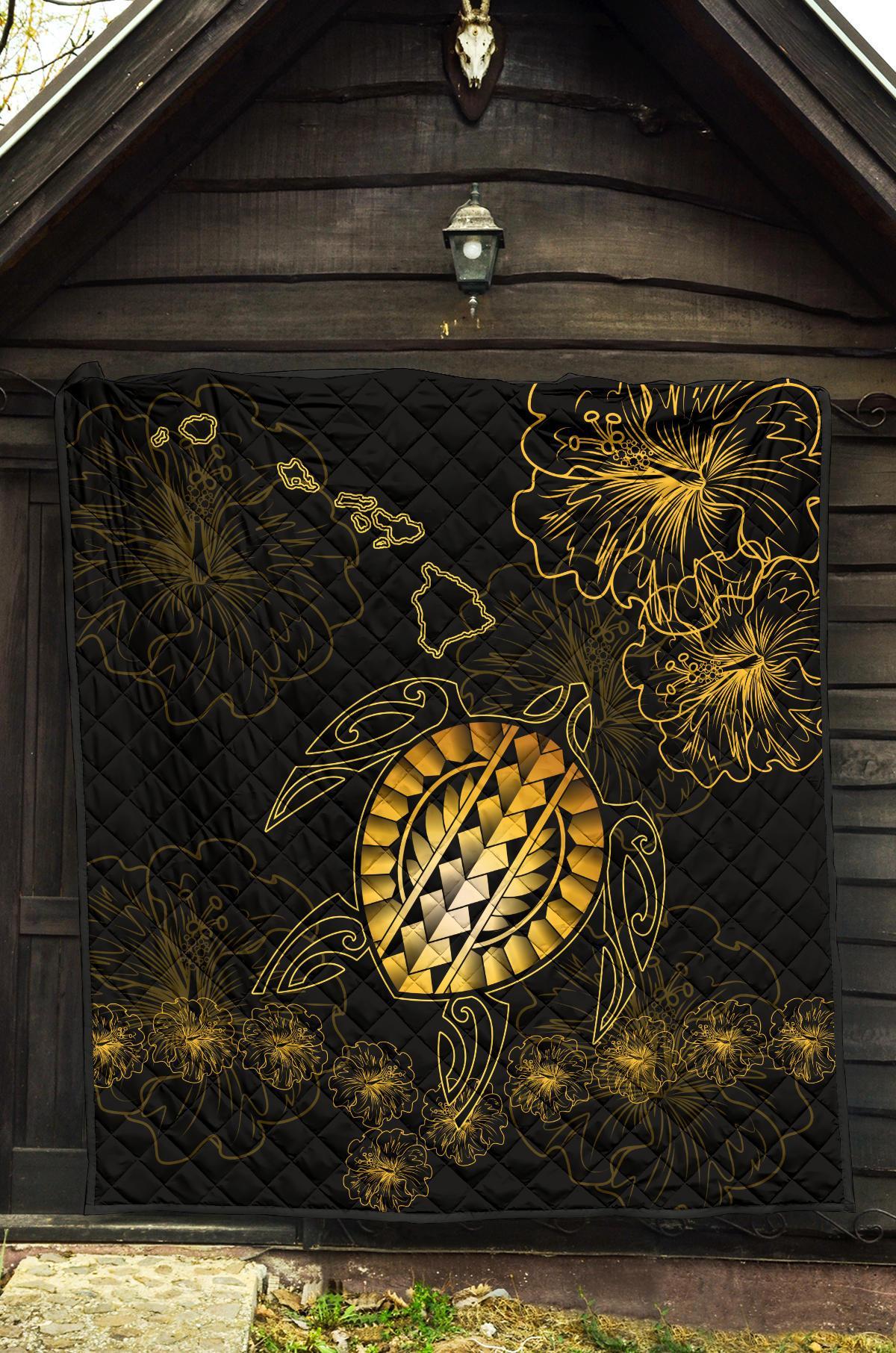 Hawaiian Turtle Hibiscus - Premium Quilt - Flora Style - Polynesian Pride