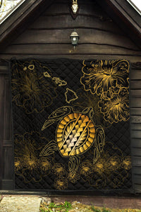 Hawaiian Turtle Hibiscus - Premium Quilt - Flora Style - Polynesian Pride