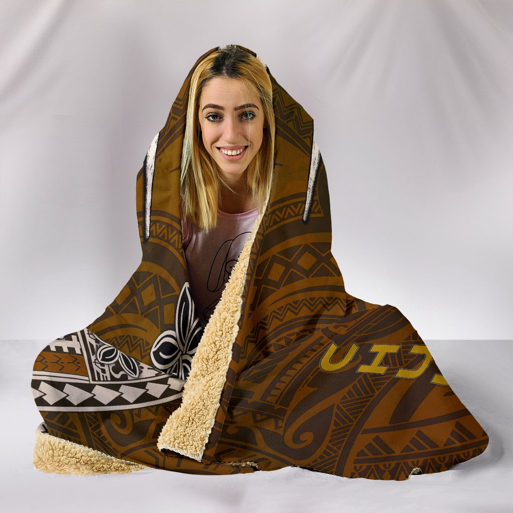 Chuuk Hooded Blanket - Polynesian Boar Tusk Hooded Blanket Brown - Polynesian Pride