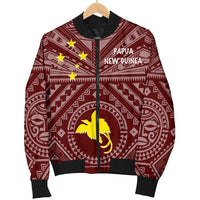 Papua New Guinea Men's Bomber Jacket - Flag With Polynesian Patterns (Red) - Polynesian Pride