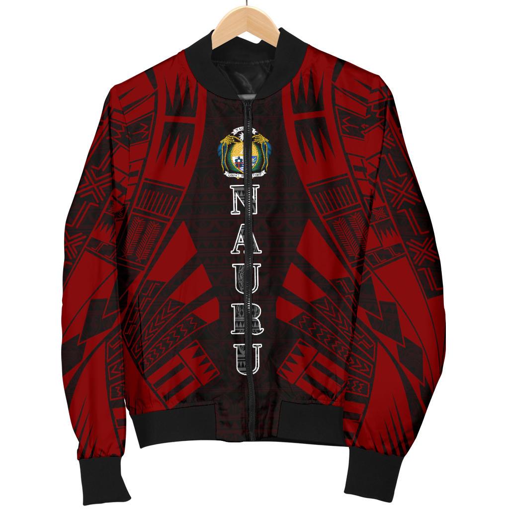 Nauru Men Bomber Jackets - Polynesian Tattoo Red - Polynesian Pride