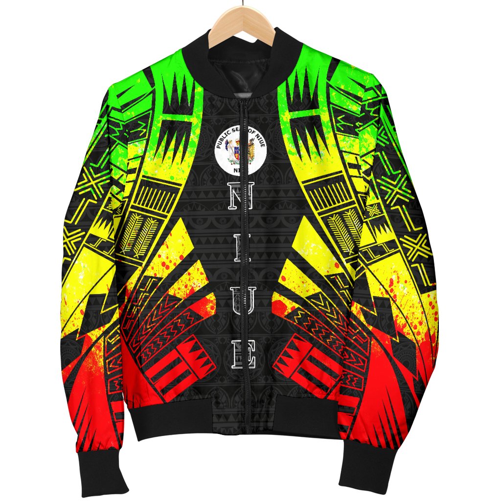 Niue Men Bomber Jackets - Polynesian Tattoo Reggae - Polynesian Pride
