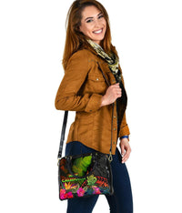New Caledonia Polynesian Shoulder Handbag - Hibiscus and Banana Leaves - Polynesian Pride