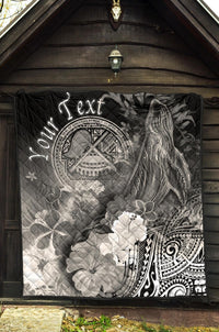 Polynesian Hawaii Custom Personalised Premium Quilt - Humpback Whale with Tropical Flowers (White) - Polynesian Pride