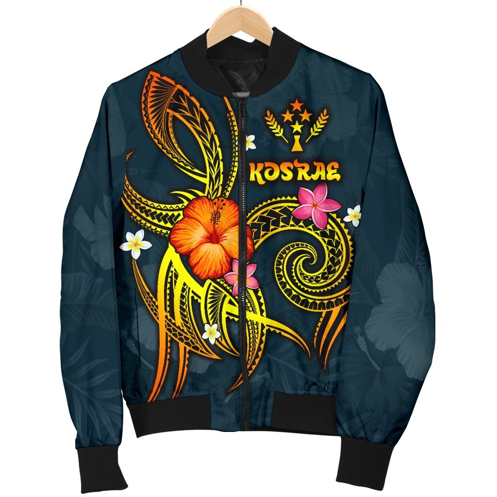 Kosrae Polynesian Men's Bomber Jacket - Legend of Kosrae (Blue) - Polynesian Pride