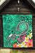 Hawaii Premium Quilt - Turtle Plumeria Polynesian Tattoo Turquoise Color - Polynesian Pride