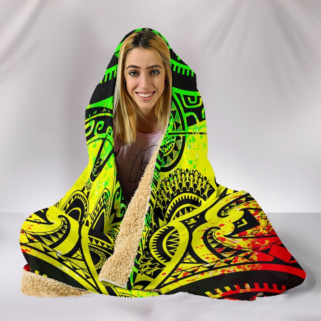 Polynesian Hooded Blankets - Guam Flag, Seal with Maui Moana Tattoo - Polynesian Pride