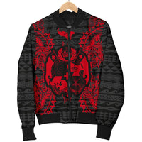Tonga Polynesian Men's Bomber Jacket Map Red - Polynesian Pride
