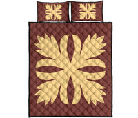 Hawaiian Royal Pattern Quilt Bed Set - Coral - C3 Style - Polynesian Pride