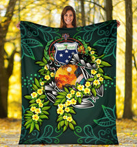 Samoa Polynesian Premium Blanket - Ti Leaf Lei Turtle - Polynesian Pride