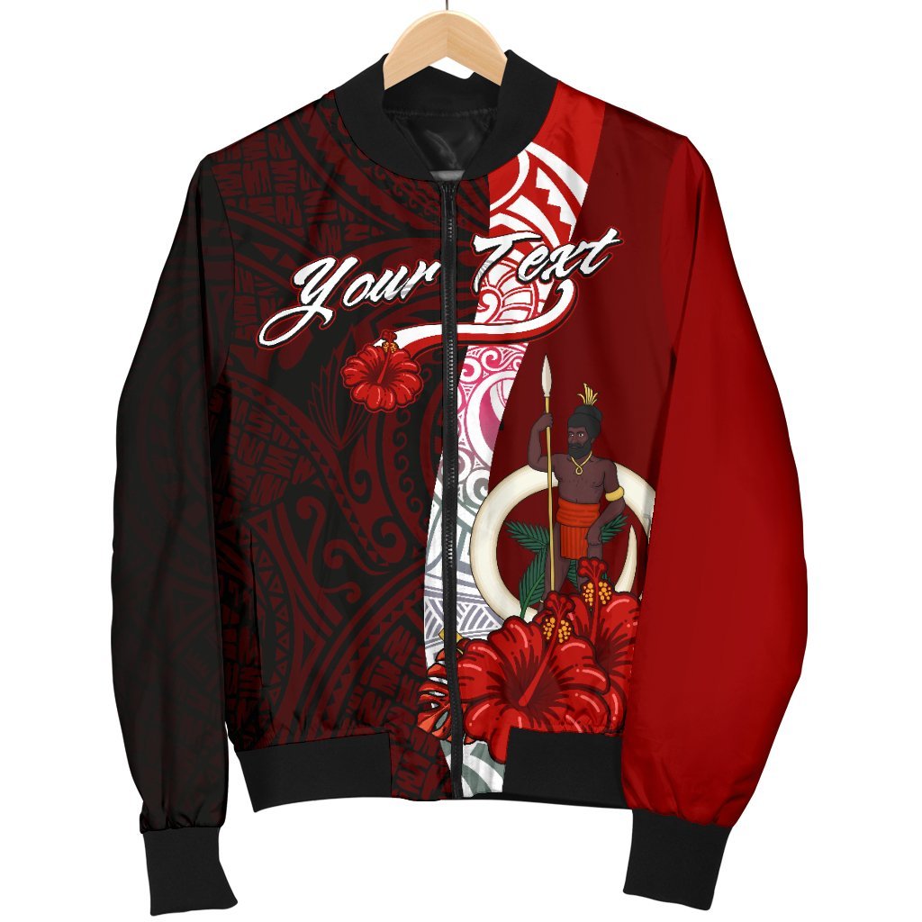 Vanuatu Polynesian Custom Personalised Men's Bomber Jacket - Coat Of Arm With Hibiscus - Polynesian Pride