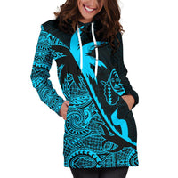 Guam Hoodie Dress - Guam Flag Coconut Tree Blue K4 - Polynesian Pride