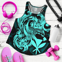Polynesian Hawaii Women's Racerback Tank - Kanaka Maoli Blue Turtle Blue - Polynesian Pride