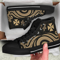 Wallis and Futuna High Top Canvas Shoes - Gold Tentacle Turtle - Polynesian Pride
