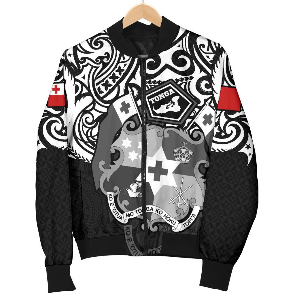 Tonga Polynesian Bomber Jacket (Men) - Tongan Pride (White) - Polynesian Pride