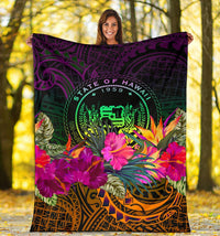 Polynesian Hawaii Premium Blanket - Summer Hibiscus - Polynesian Pride